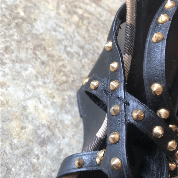 $595 Burberry stud sandal wedge size 38/8 EUC - Picture 8 of 8